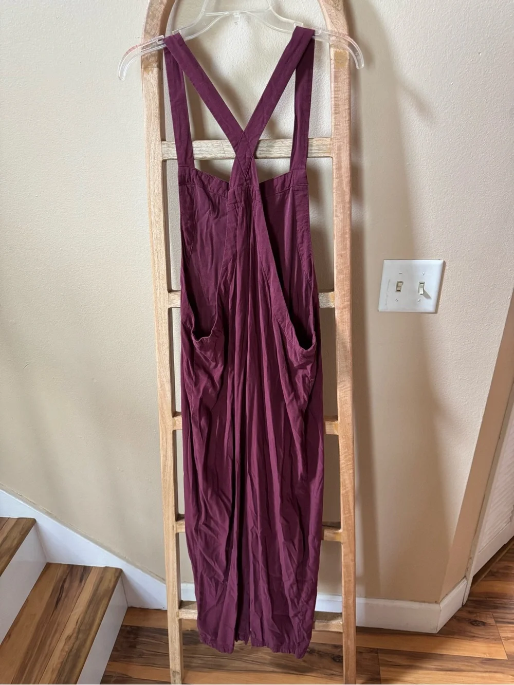 Sleeveless Cross-Back Jumpsuit in Deep Wine - Picture 2 of 3